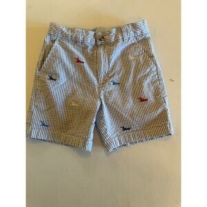 Vineyard Vines Boy's Blue White Stripe Seersucker Shorts Sz 5 Expandale Waist
